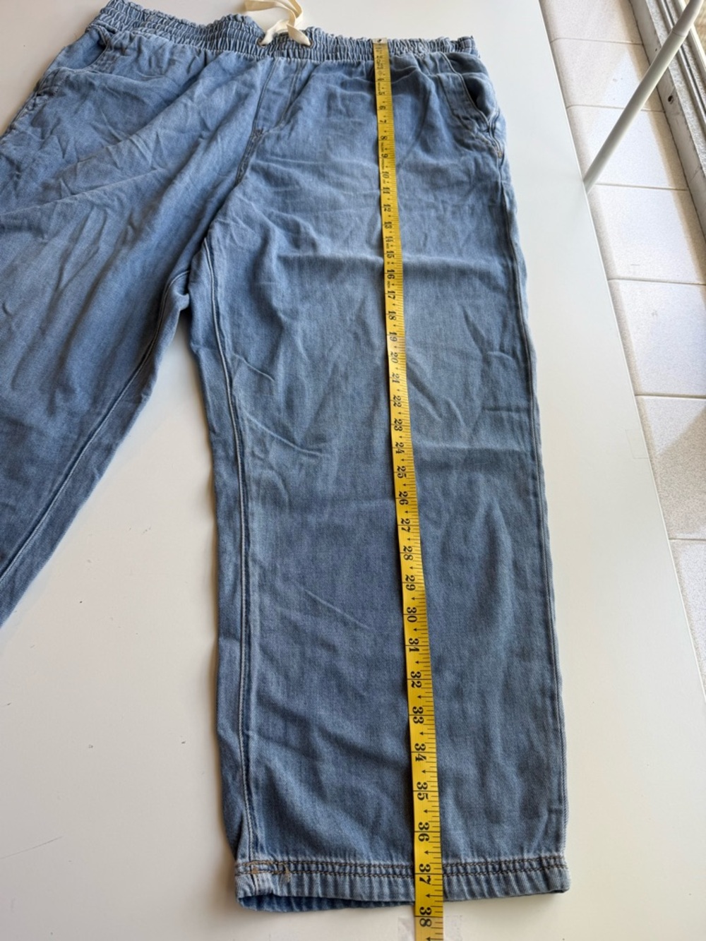 Kensie Jeans Womans Drawstring Light Blue Wash Cropped Jeans XXL - Picture 8 of 11